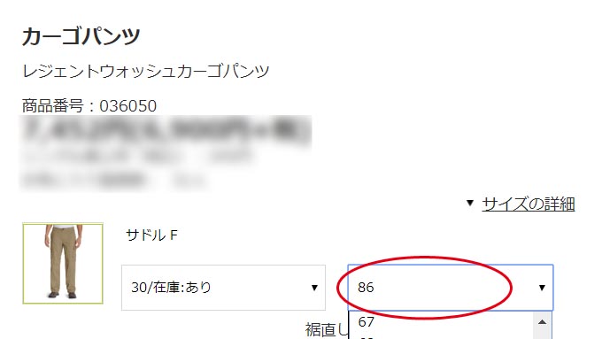 『エディー・バウアー/eddie bauerで股下90cmのトールサイズパンツを注文する方法』イメージ05